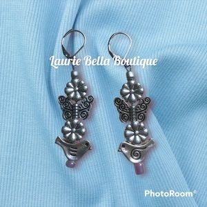 Flower Butterfly Flower Earrings 🌸🦋🐦